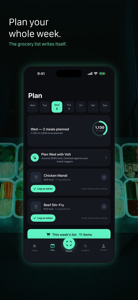 Planning a week of safe meals