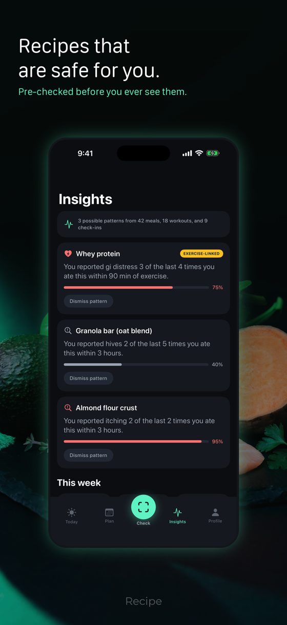 Recipes pre-checked for your triggers